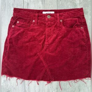 Pistola Red Corduroy Mini Skirt XS Raw Hem 5 Pocket Maroon